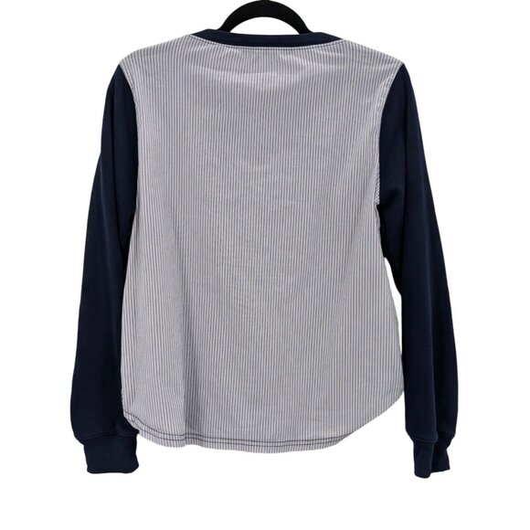 Walter Baker Lace Up Corset Sweatshirt Women Size M Stripe Casual Nautical Cozy - Picture 2 of 9